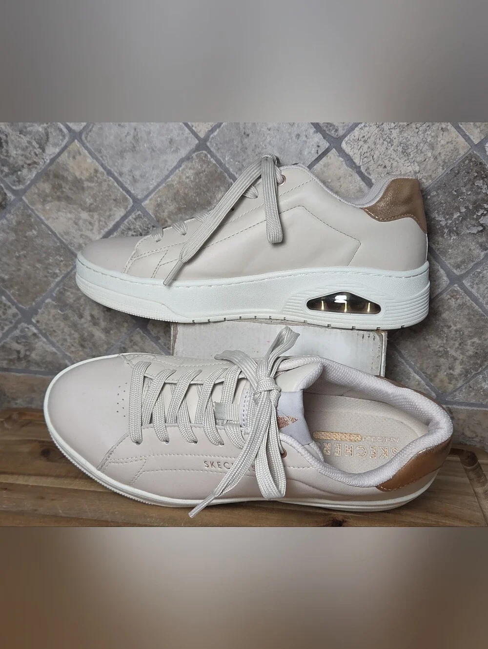 Skechers Street Women's Uno Court - Courted Air Natural Sneakers 177700 Size 9 M